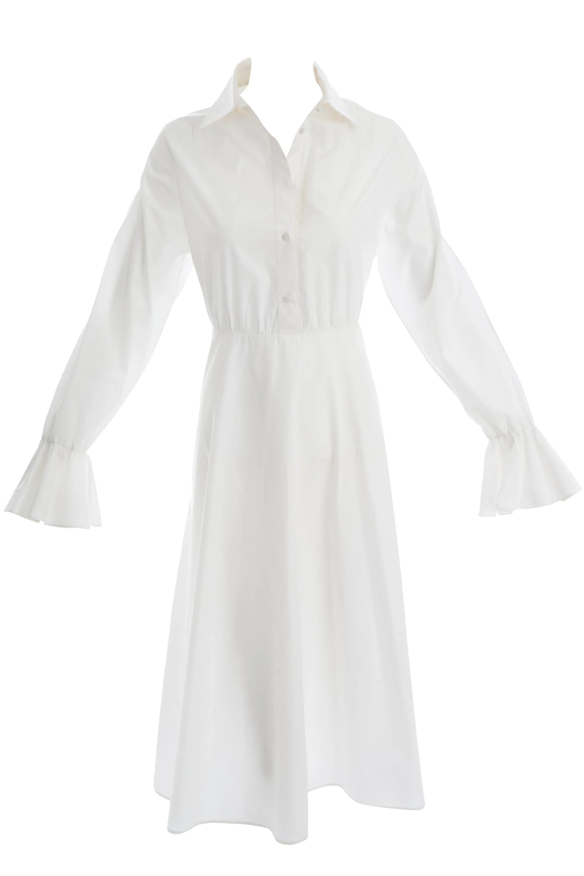 Valentino White Long Sleeve Shirt Dress Size 42/6