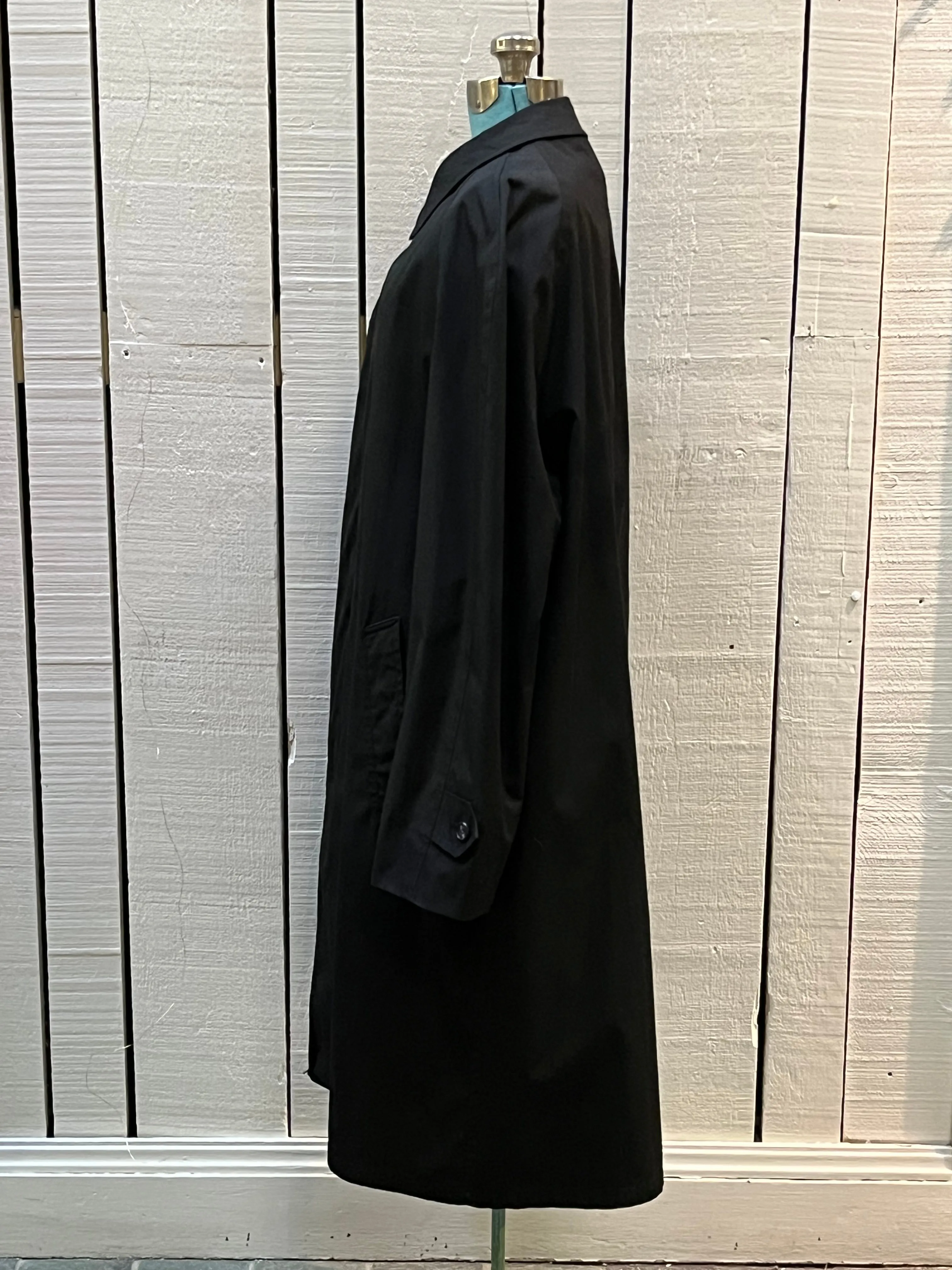 Vintage 80’s Abercrombie and Fitch Black Trench Coat, Union Made in USA, Size 44 Long