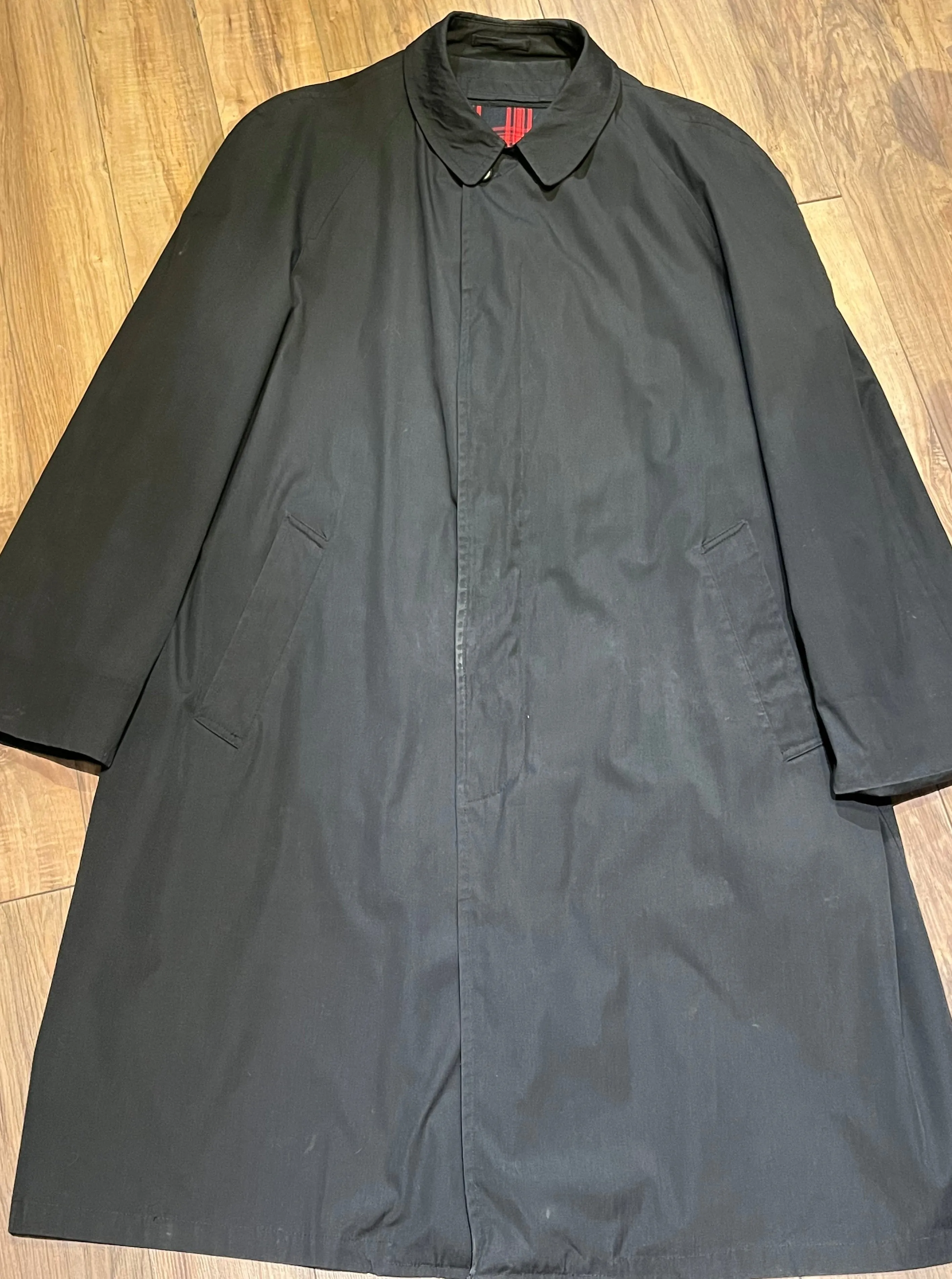 Vintage 80’s Abercrombie and Fitch Black Trench Coat, Union Made in USA, Size 44 Long