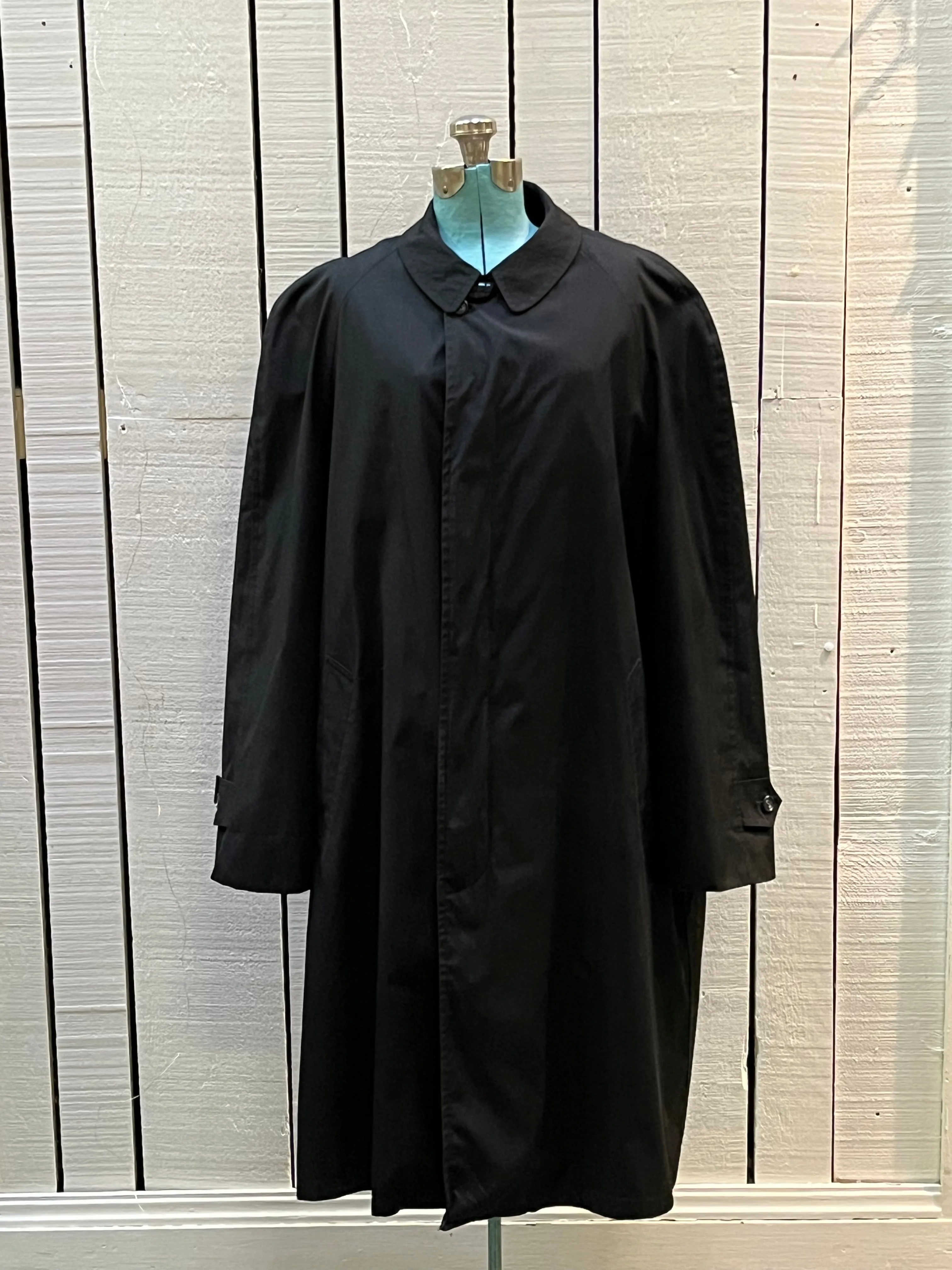 Vintage 80’s Abercrombie and Fitch Black Trench Coat, Union Made in USA, Size 44 Long