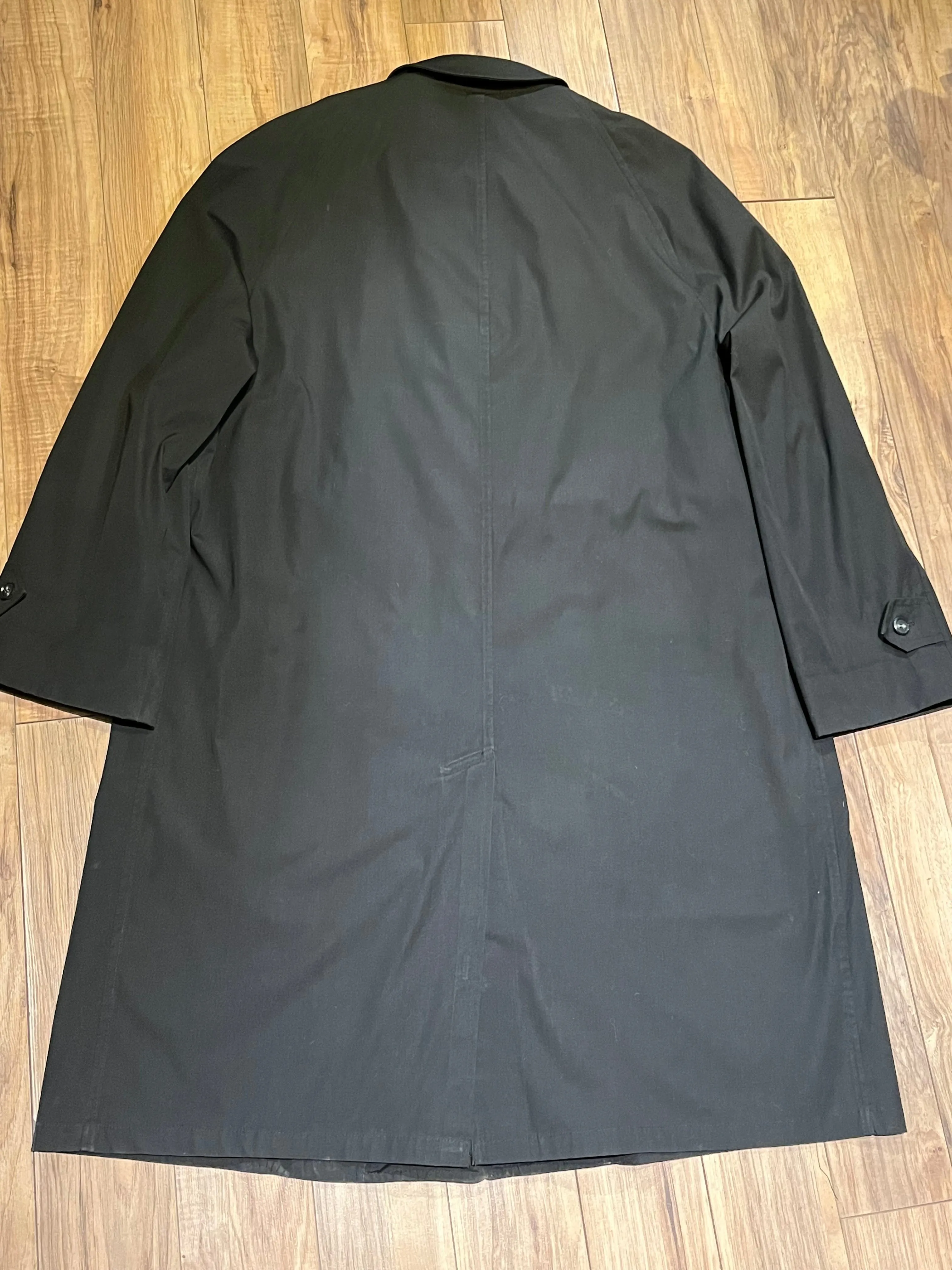 Vintage 80’s Abercrombie and Fitch Black Trench Coat, Union Made in USA, Size 44 Long
