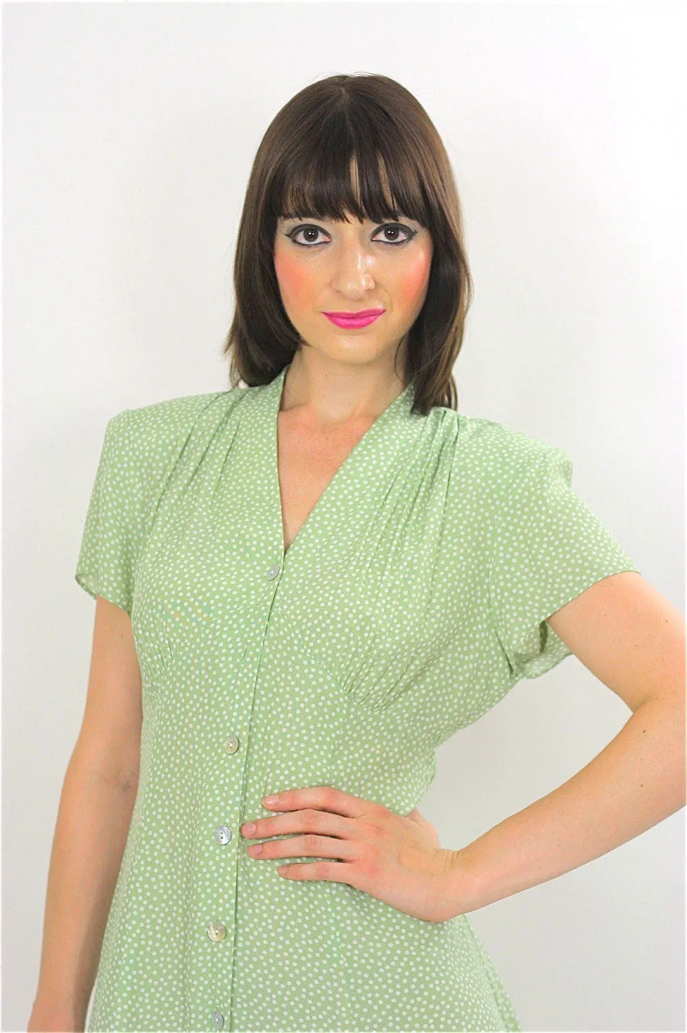 Vintage 90s Grunge Boho pastel mint green dress