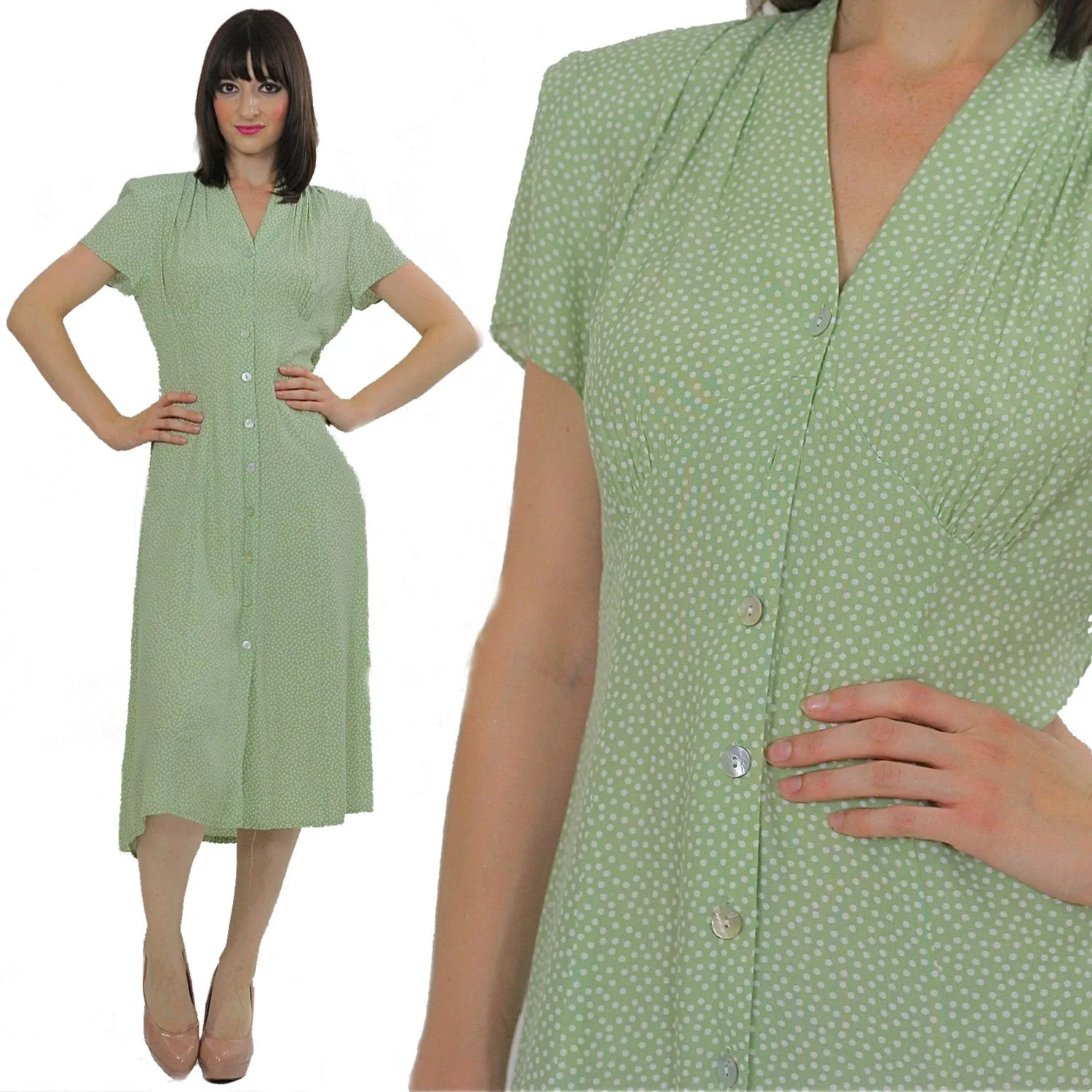 Vintage 90s Grunge Boho pastel mint green dress