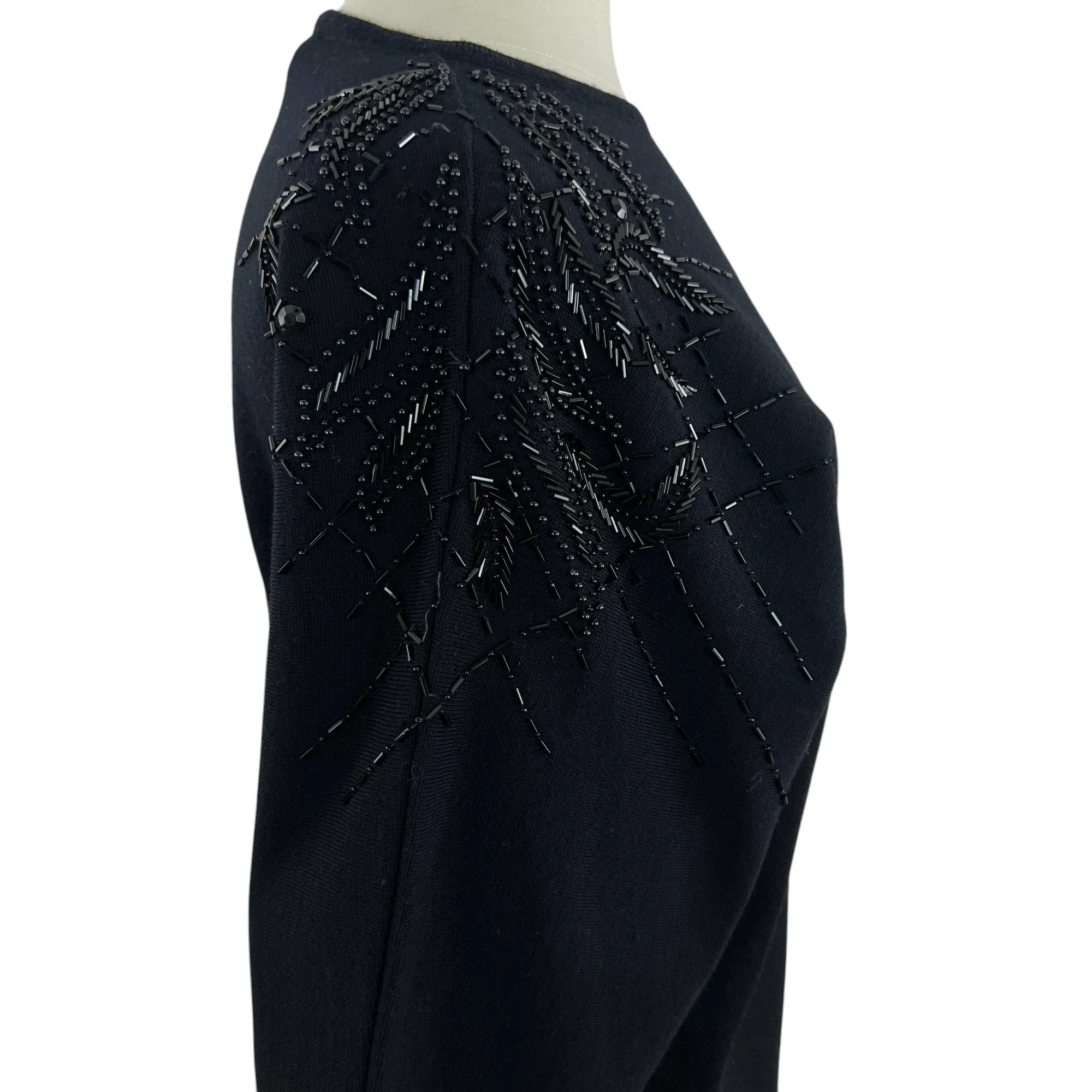 Vintage Black Wool Blend Sequin Sweater Dress Size Medium