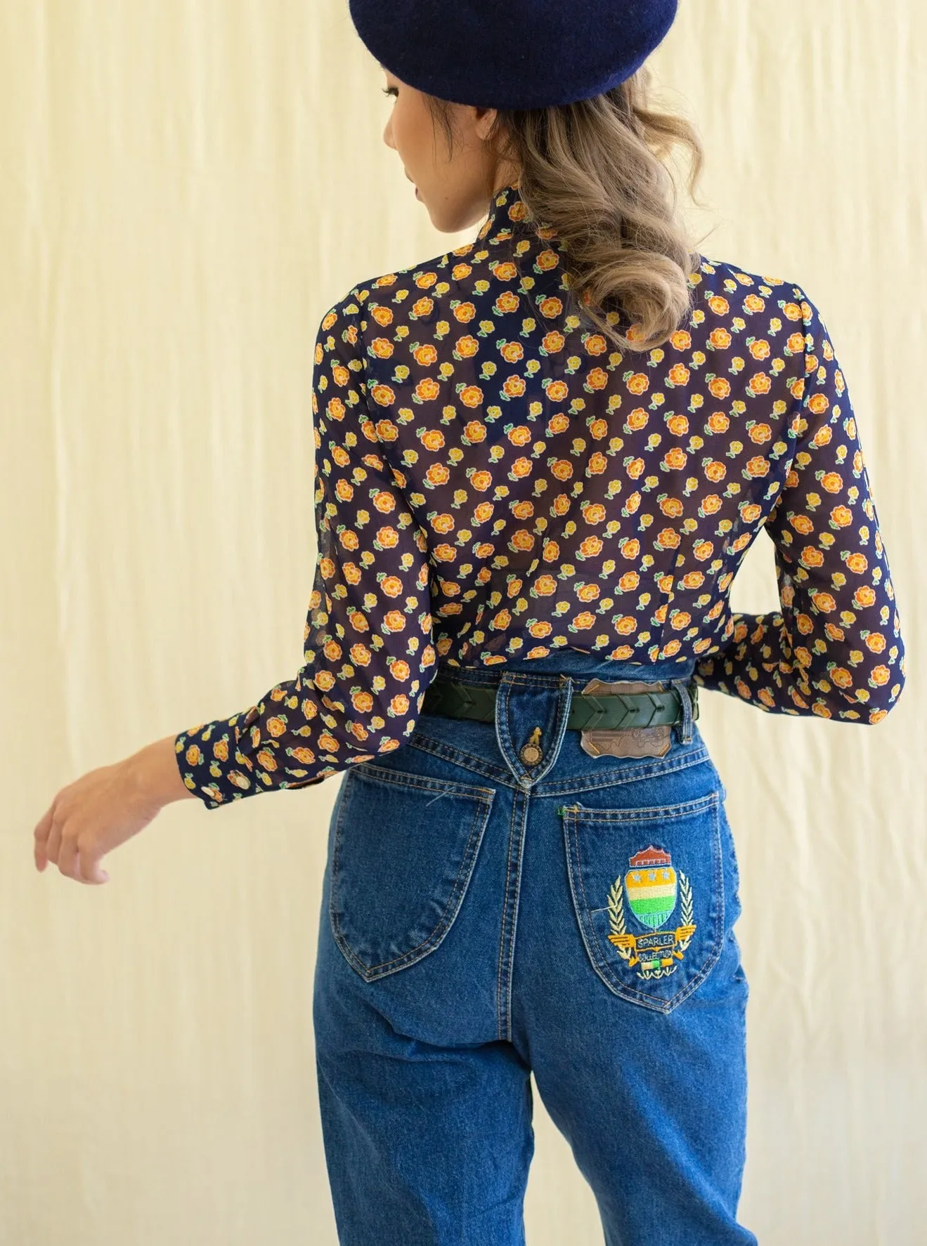 Vintage Denim Dark Blue Slim Crop Jeans
