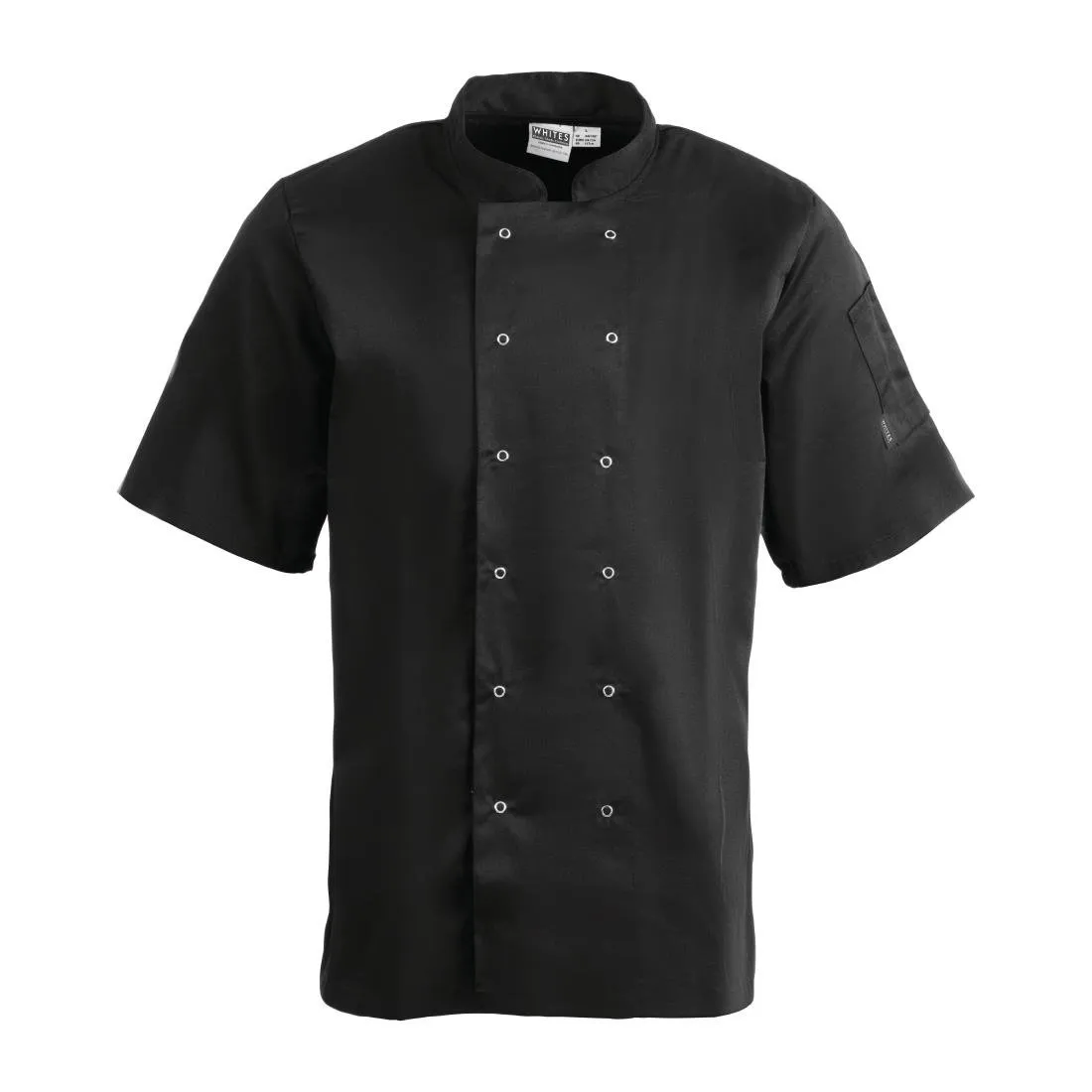 Whites Vegas Unisex Chefs Jacket Short Sleeve Black M - A439-M