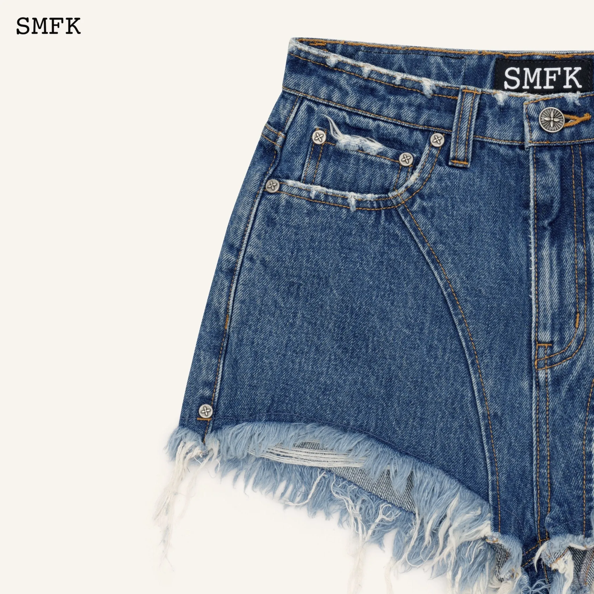 WildWorld Ocean Blue Cowboy Short Jeans