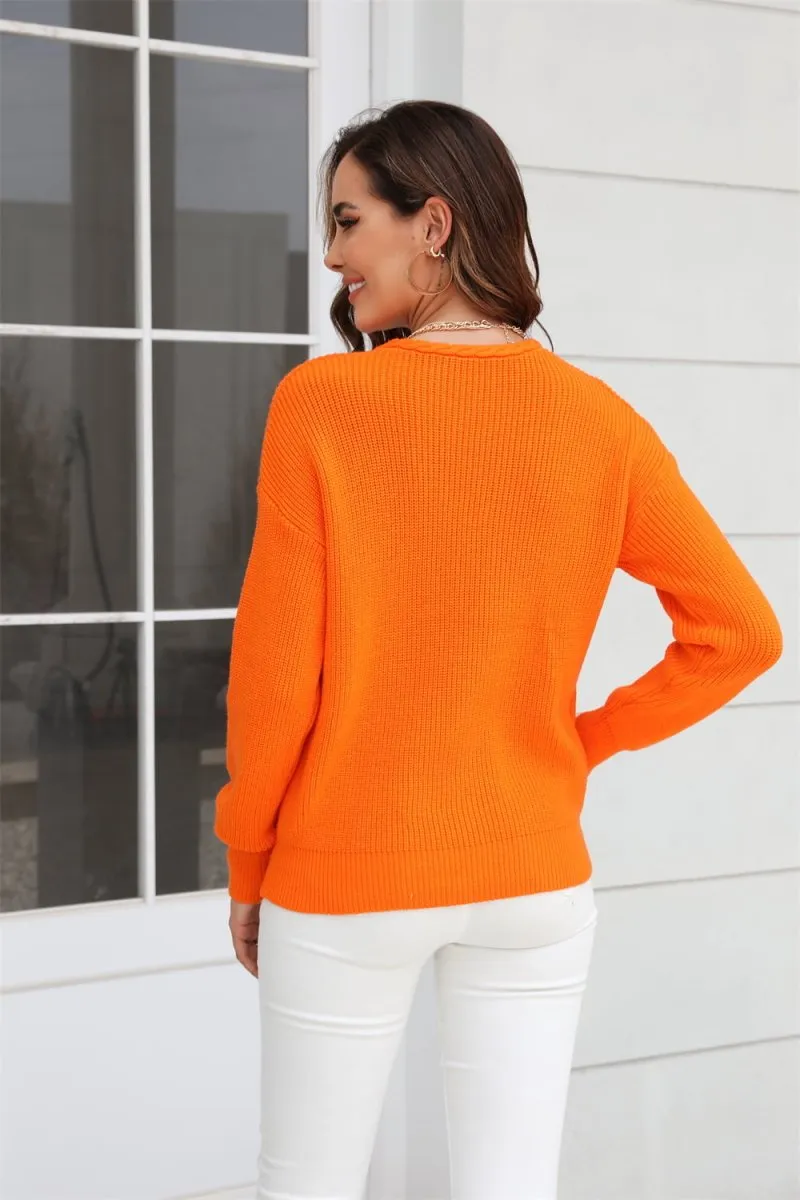 Wish Upon a Star Ribbed V Neck Sweater