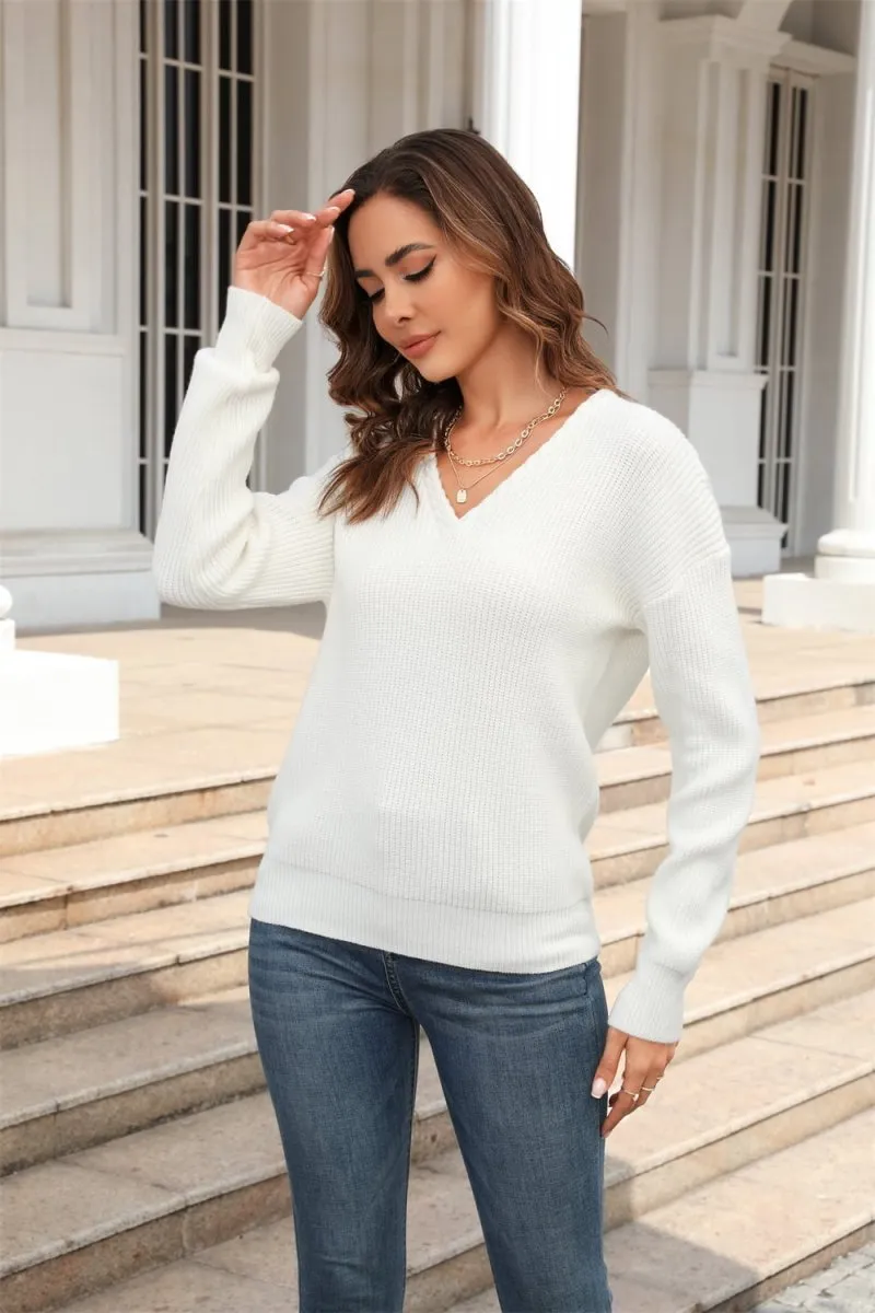 Wish Upon a Star Ribbed V Neck Sweater