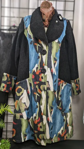 Woman's Black and Teal Multi Season Coat Michael Tyler Brand