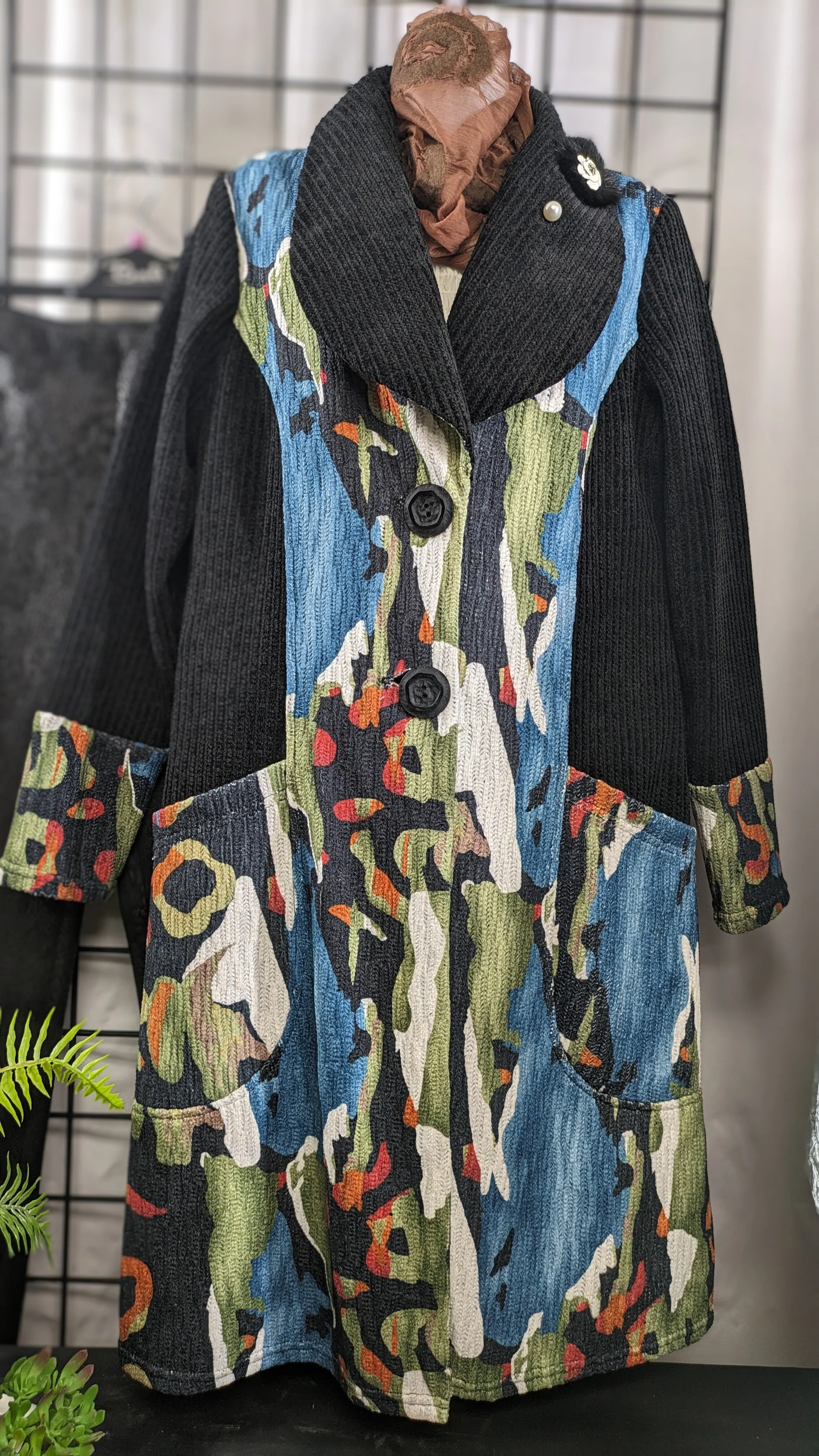 Woman's Black and Teal Multi Season Coat Michael Tyler Brand