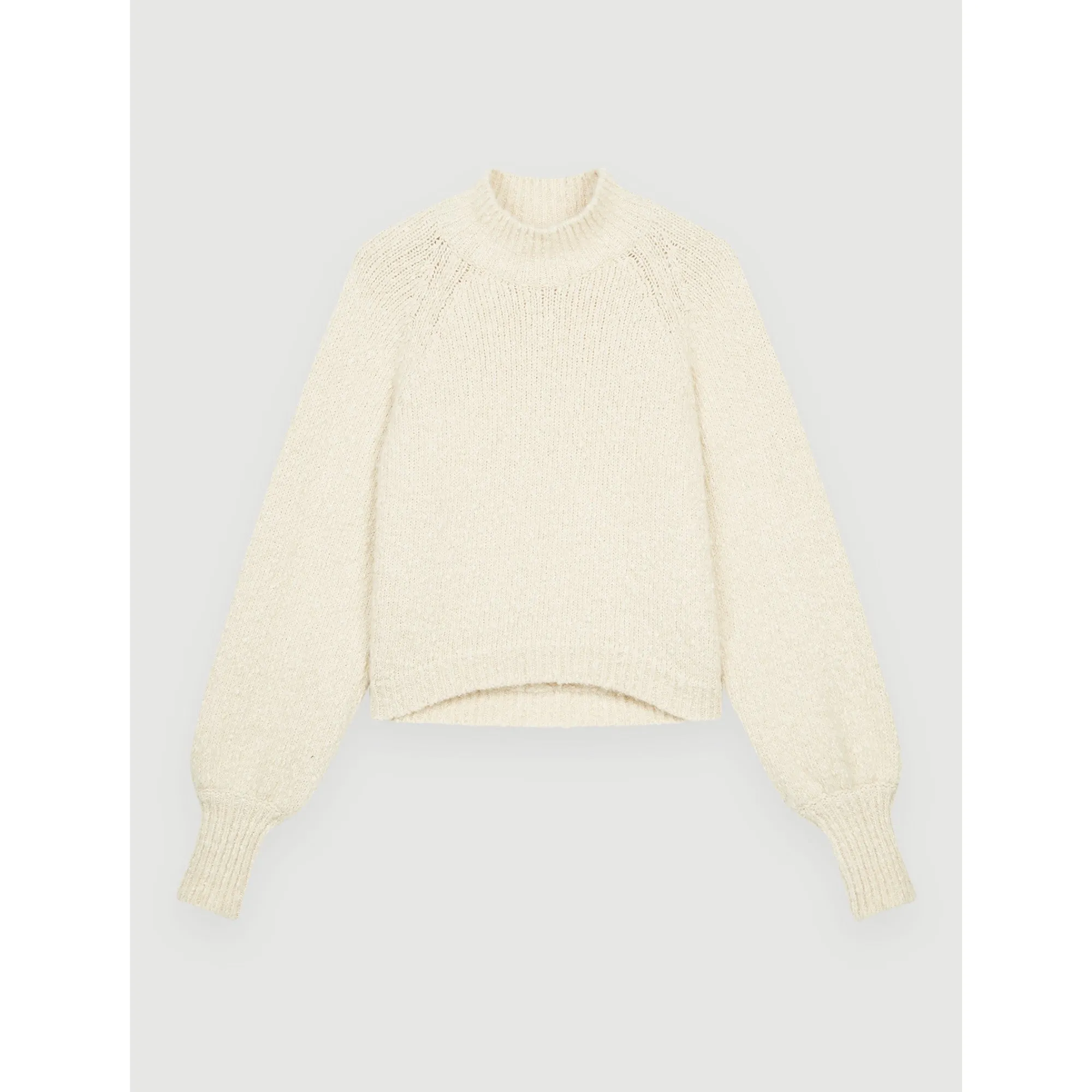 Women Decorative Knit Pullover With Collar - Ecru