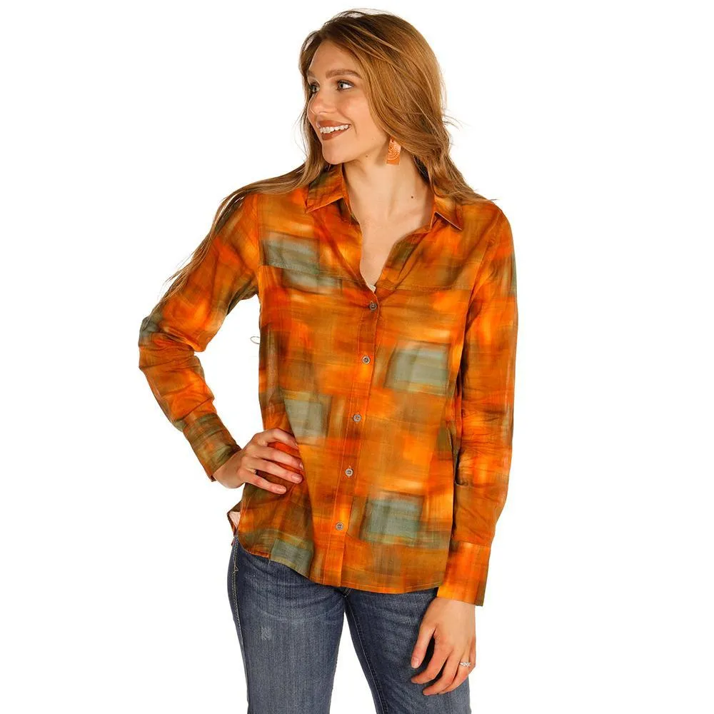 Women's  Button Up Shirt w/Buffalo Patch and Embroidery
