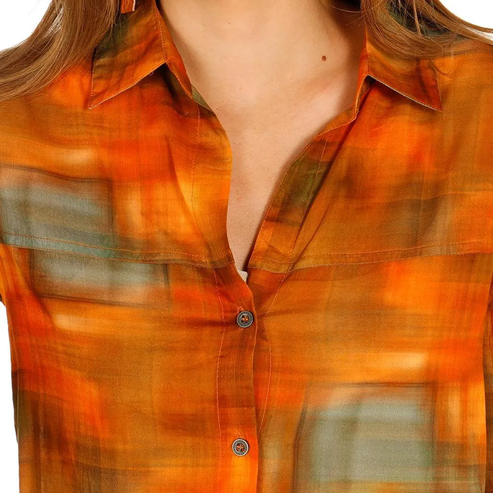 Women's  Button Up Shirt w/Buffalo Patch and Embroidery