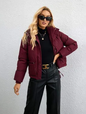 Women's Cropped Long Sleeve Zippered Jacket with Pockets M-XXL