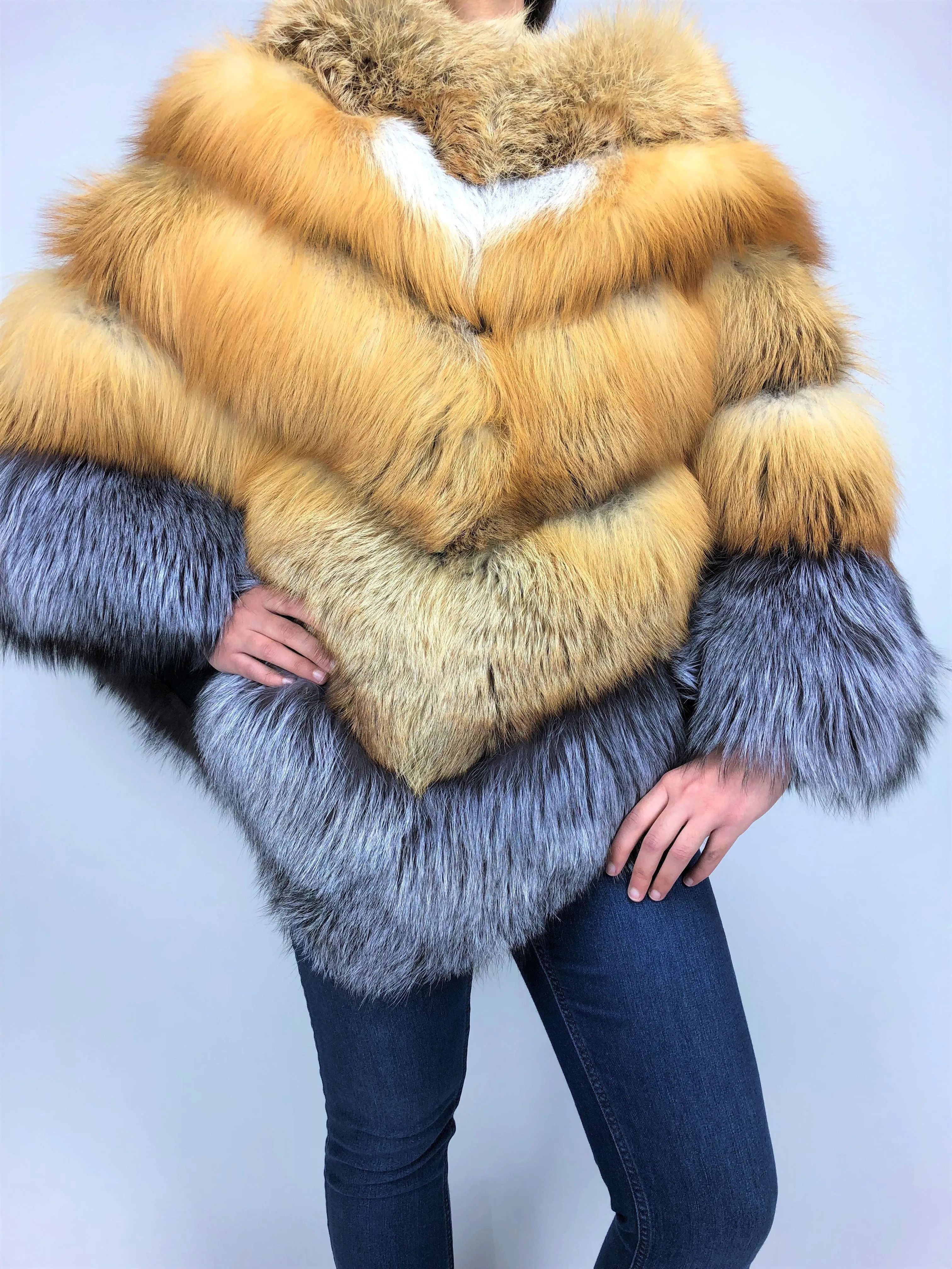 Women's Fox Fur Poncho