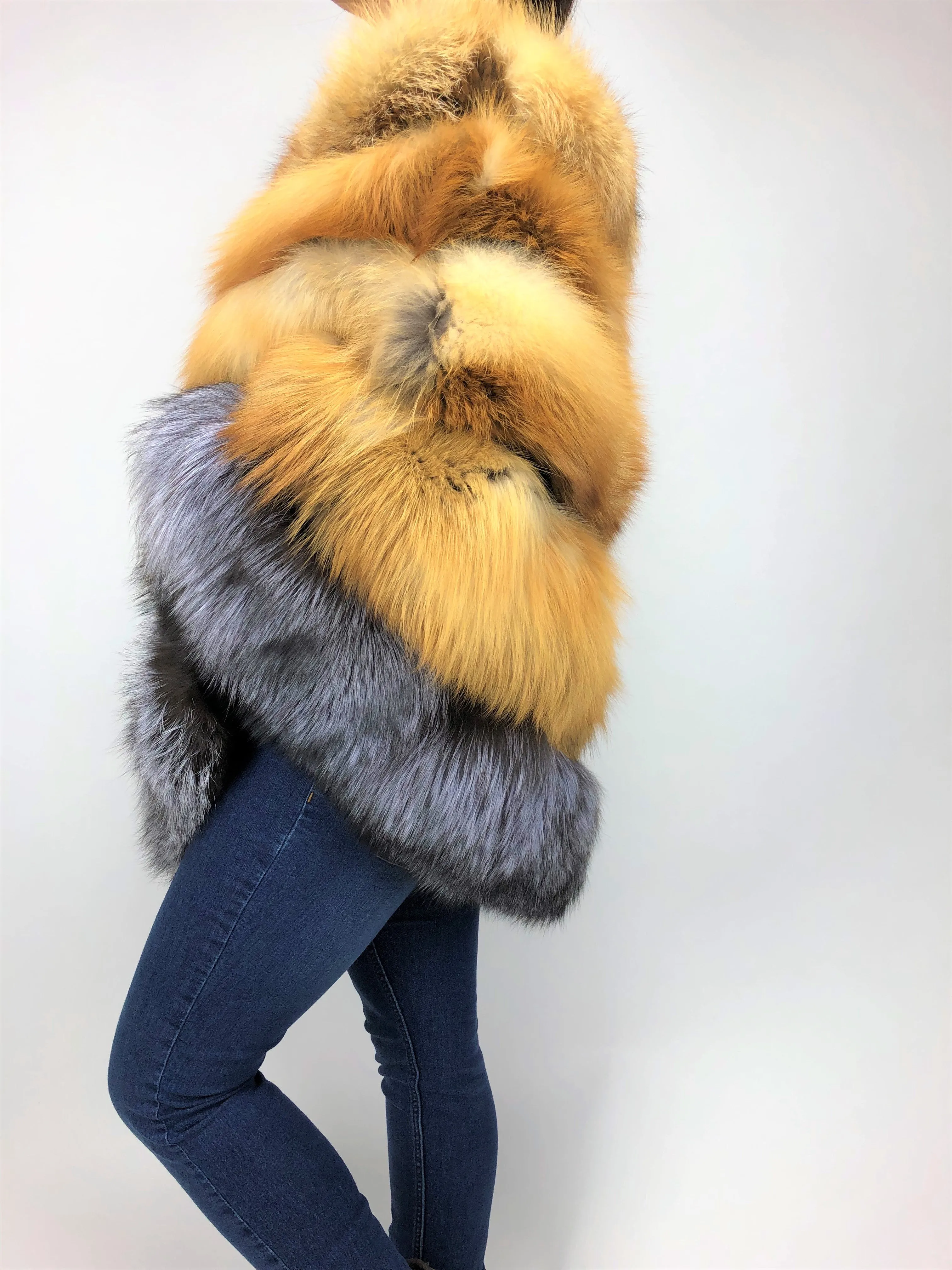 Women's Fox Fur Poncho