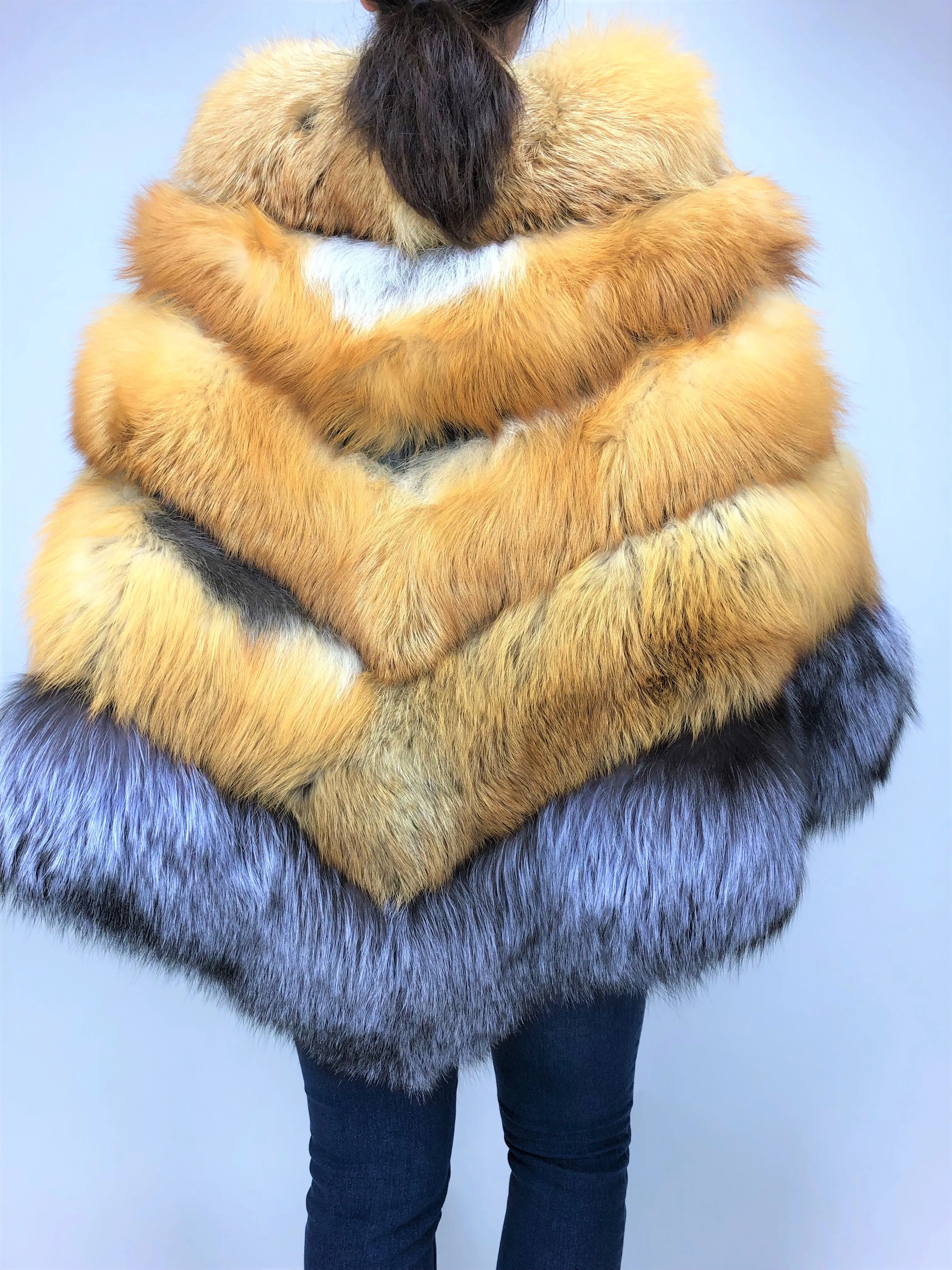 Women's Fox Fur Poncho