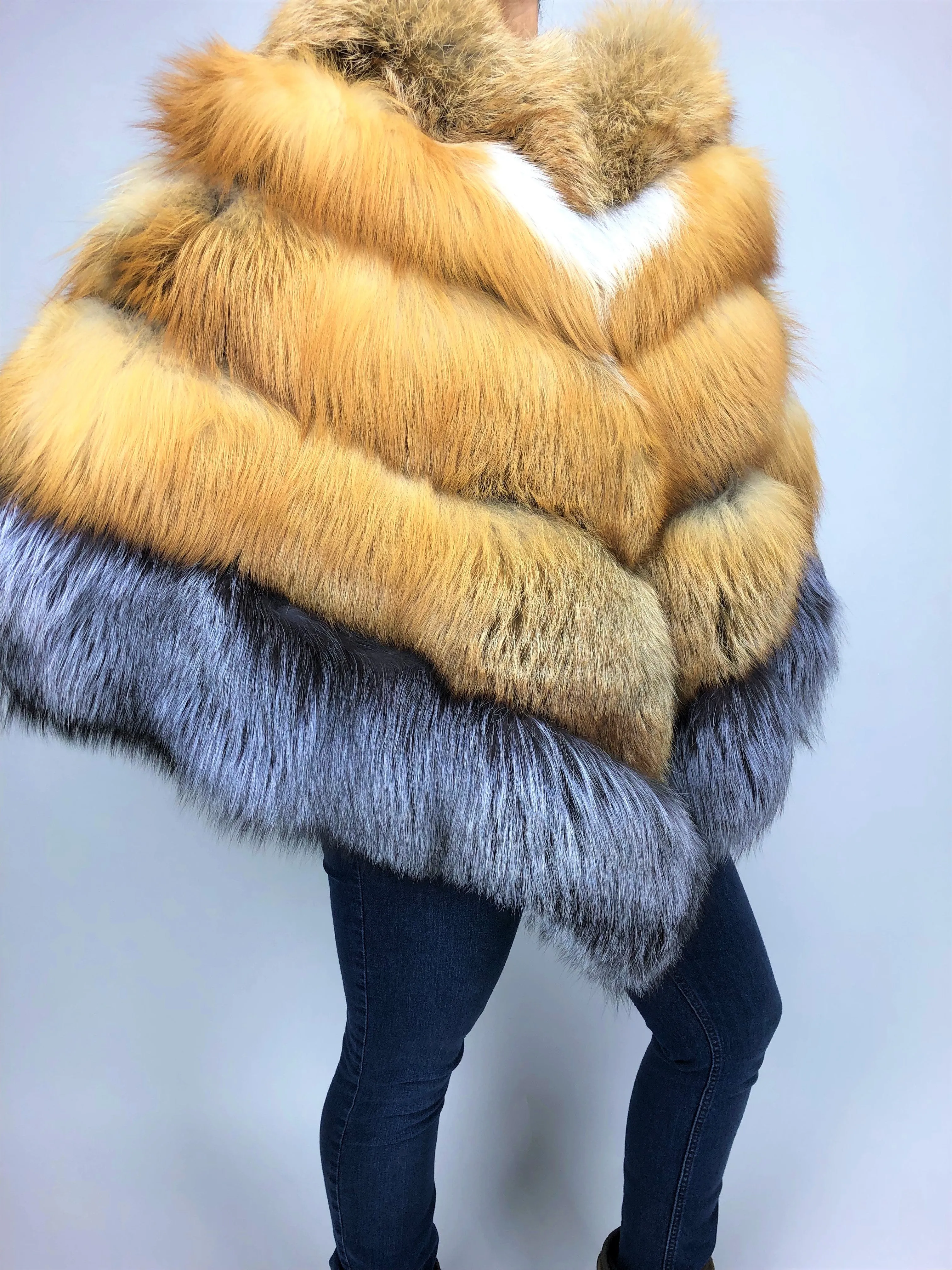 Women's Fox Fur Poncho