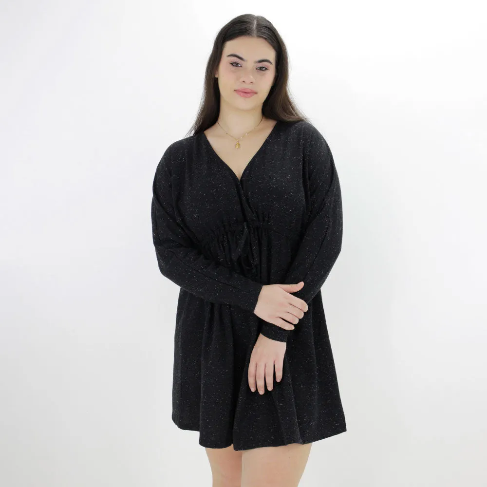 Women's Washed Flare Dress,Black
