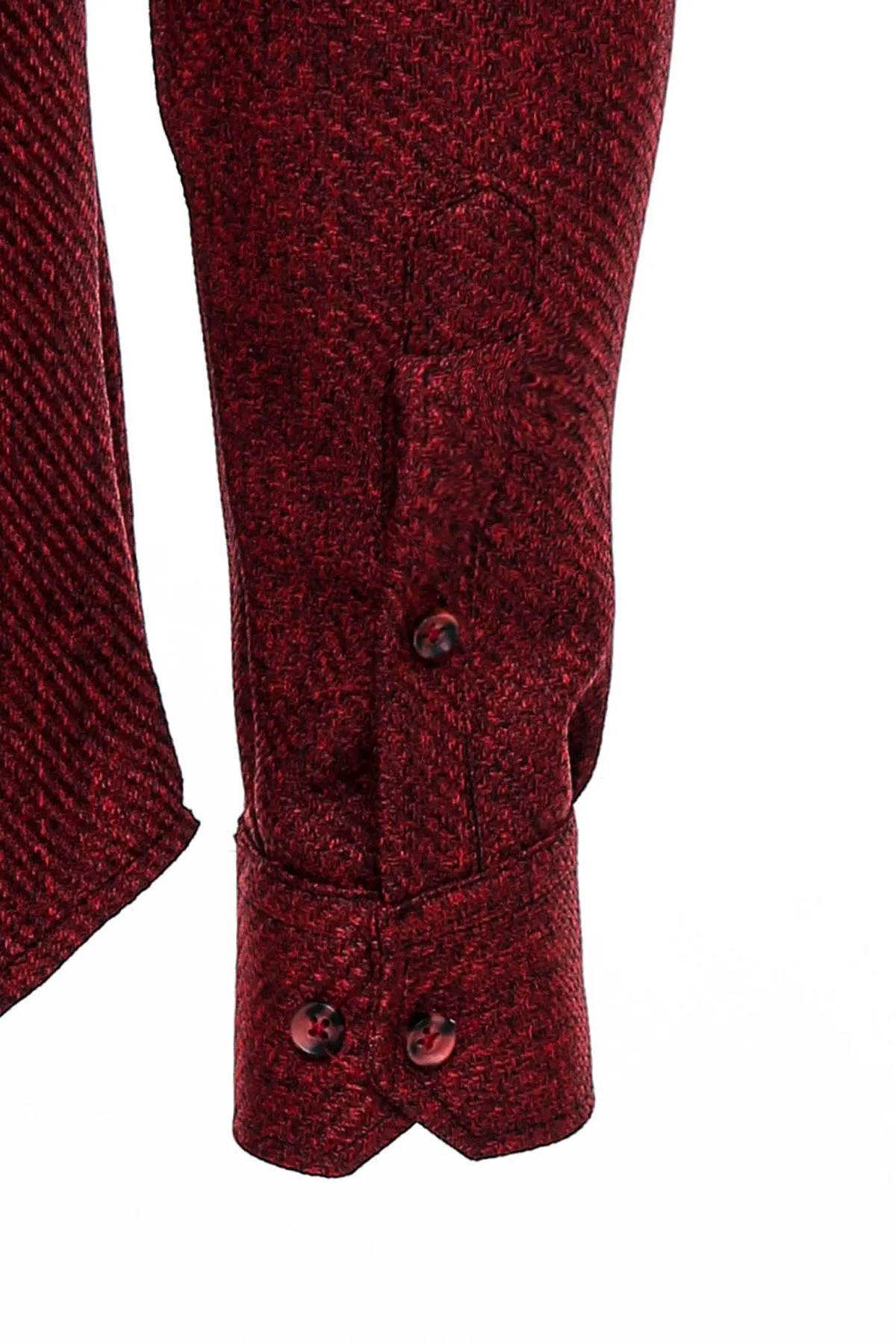 WSS Slim Fit Cotton Plain Burgundy Men Lumberjack Shirt  - Singen