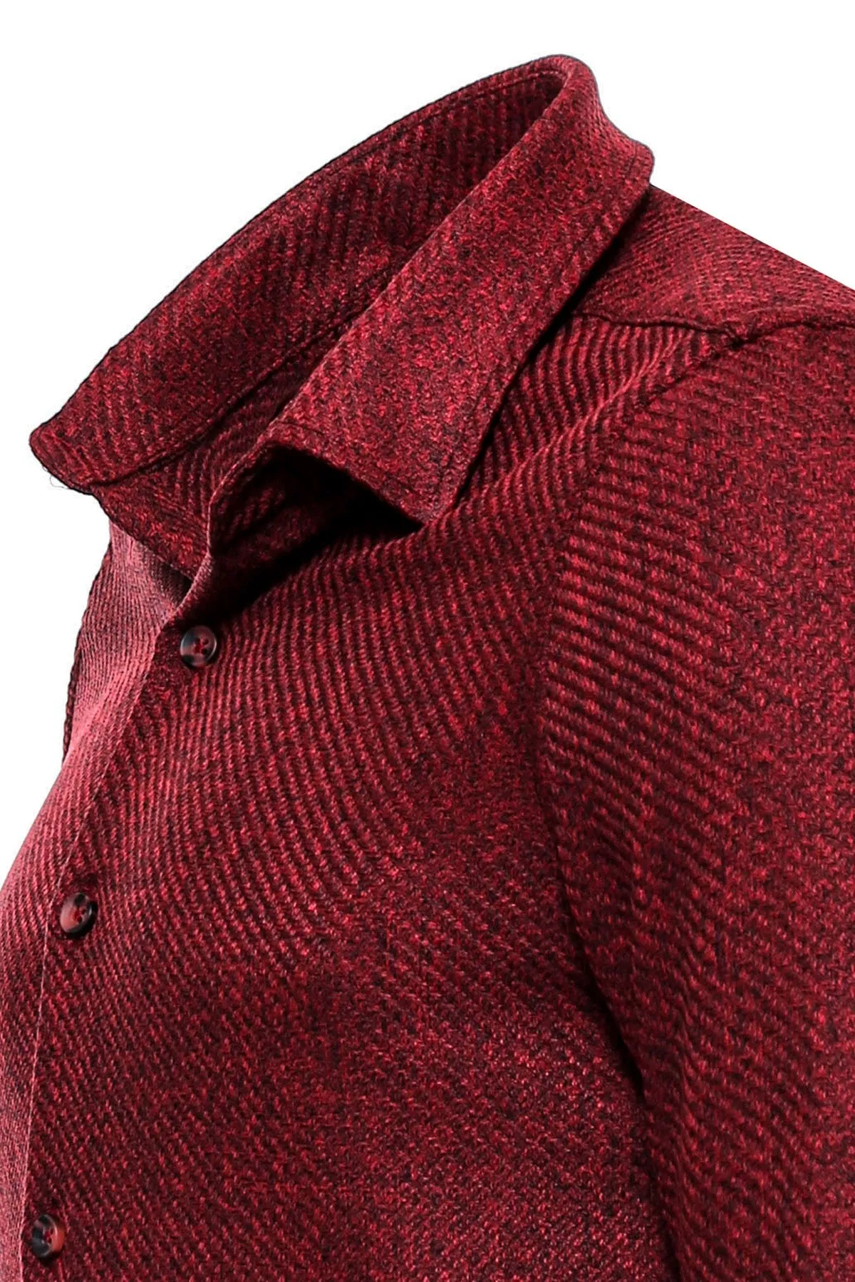 WSS Slim Fit Cotton Plain Burgundy Men Lumberjack Shirt  - Singen