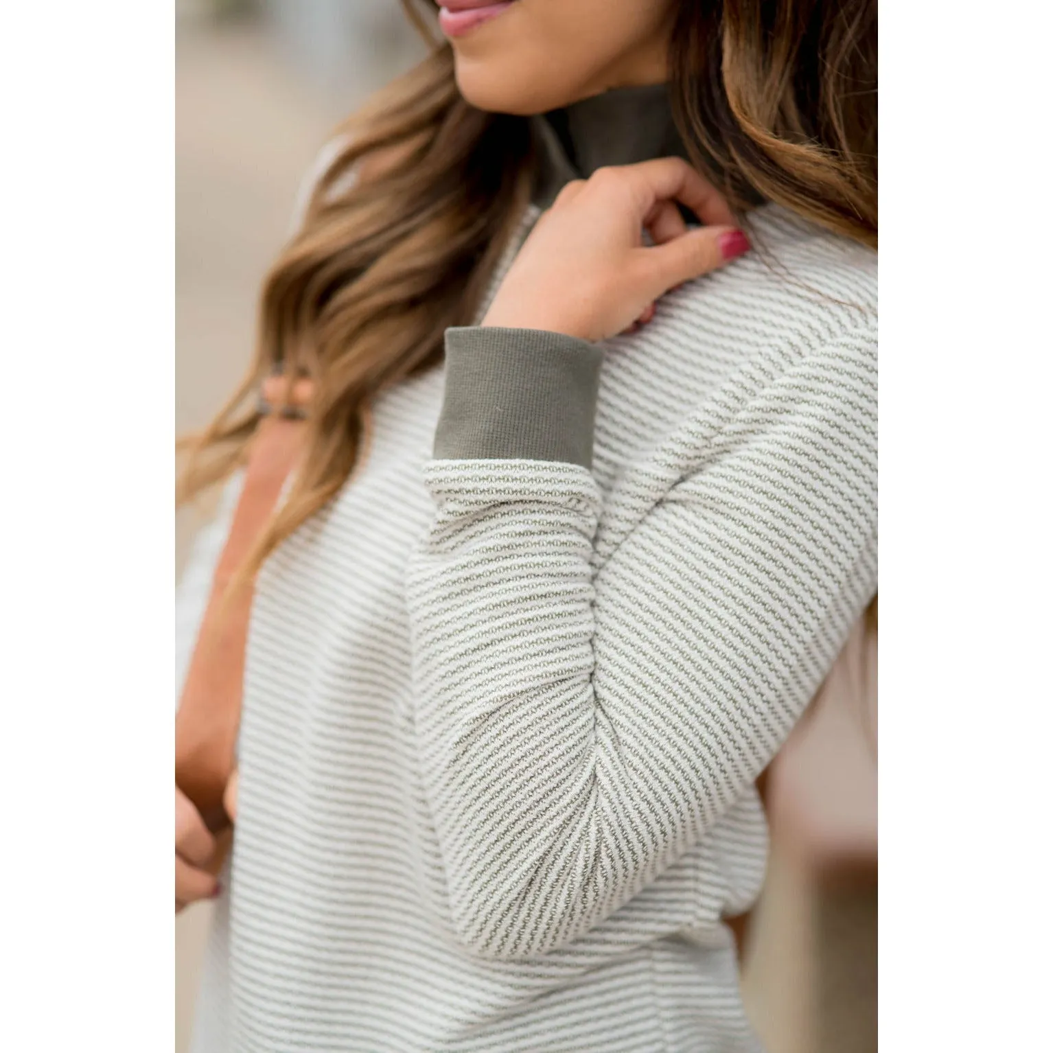 Zig Zag Button Up Pullover