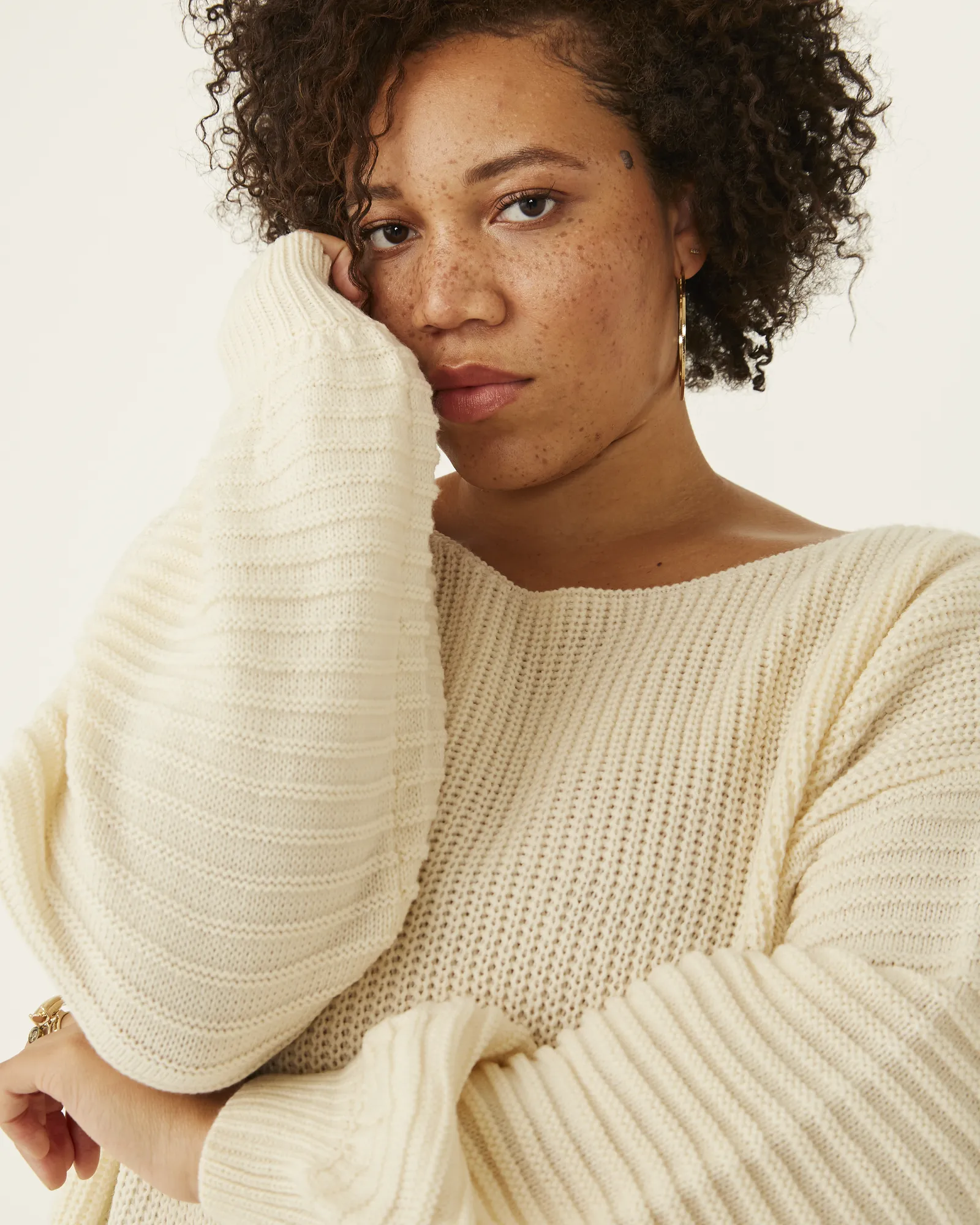 Zoraida Balloon-Sleeve Sweater Dress | Ivory