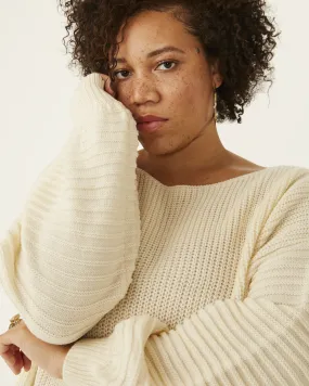 Zoraida Balloon-Sleeve Sweater Dress | Ivory